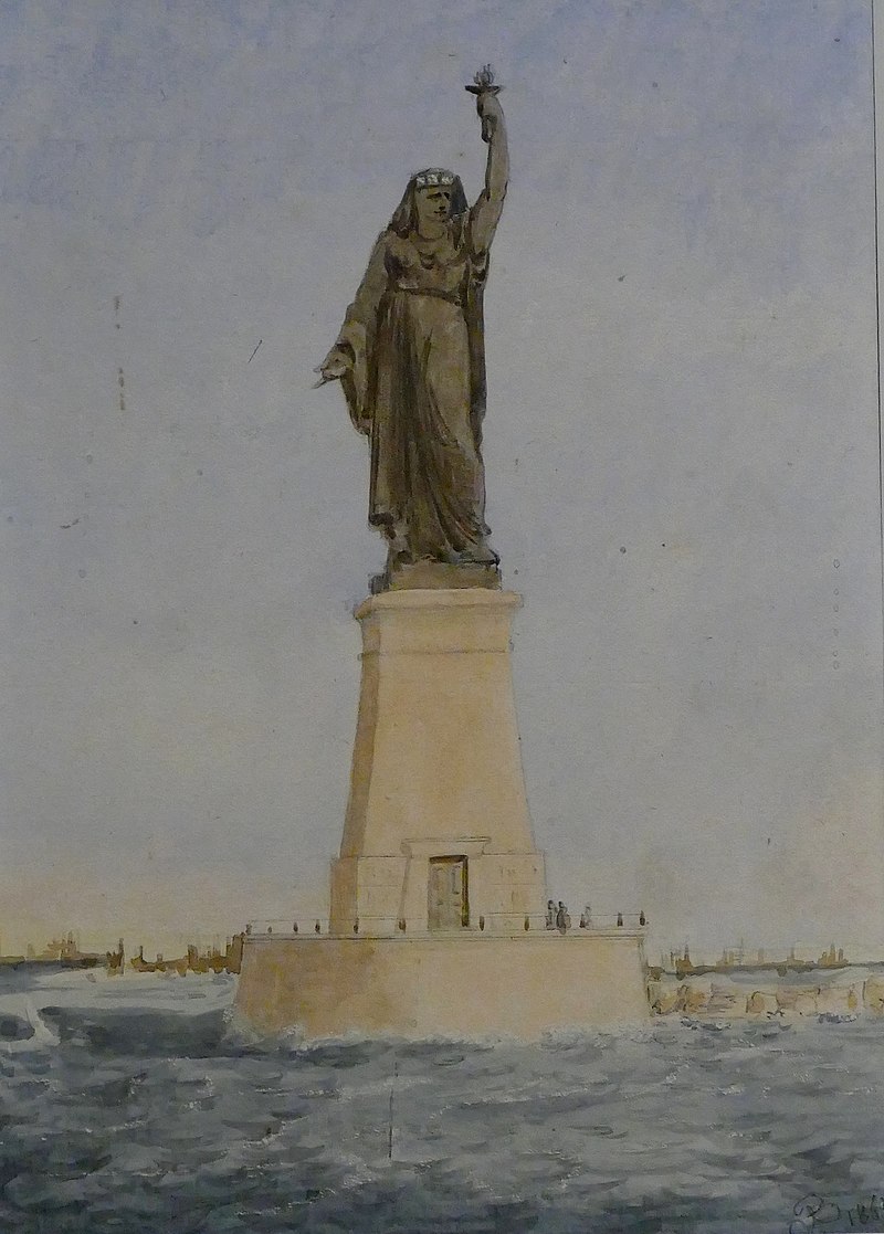 تمثال منارة قناة السويس قبل أن يتحول إلى تمثال الحرية